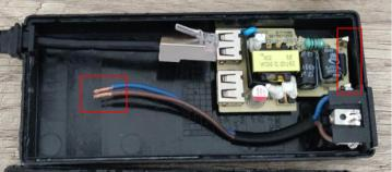Soldering the USB charger - before